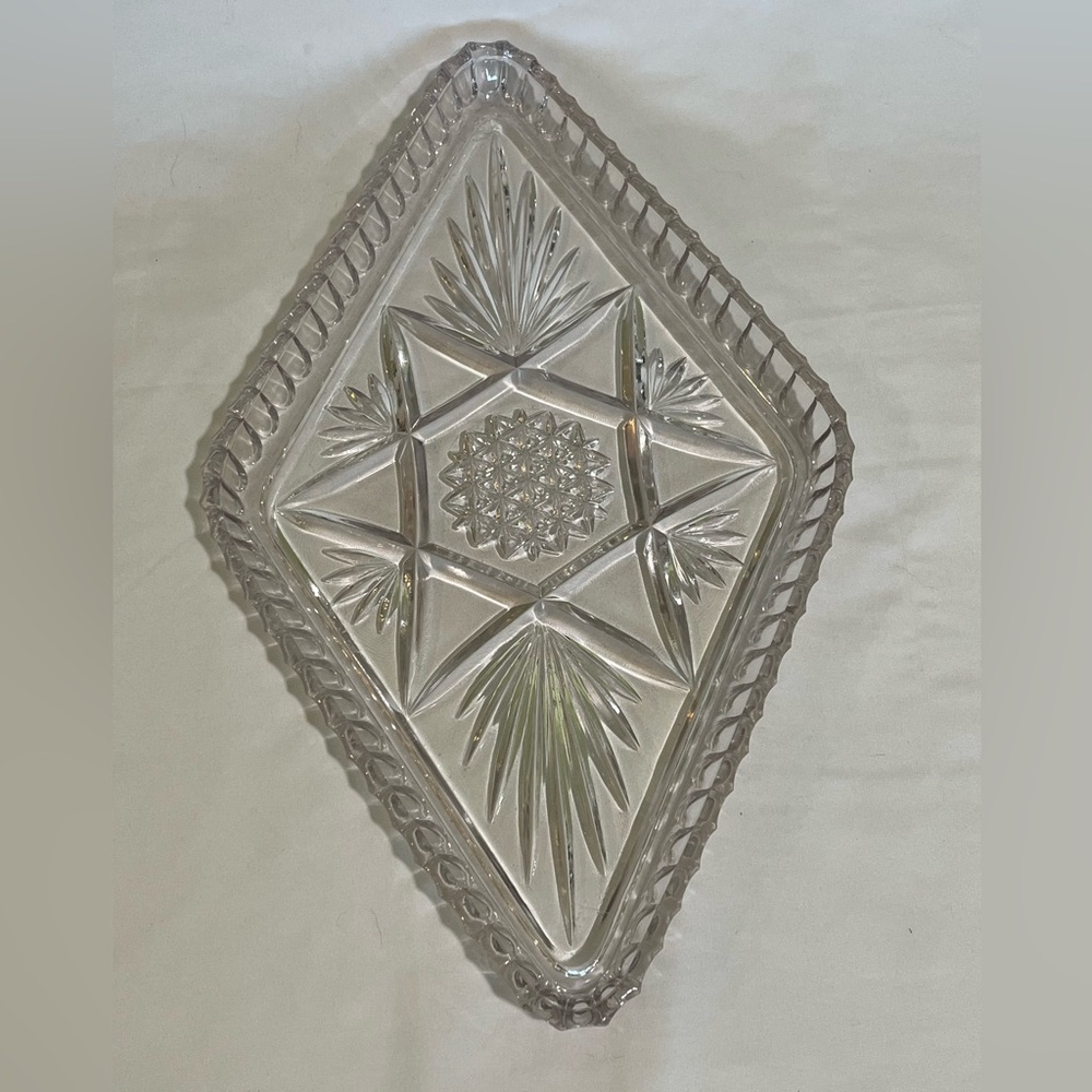 Rare Vintage Glass Diamond Shaped Vanity Tray